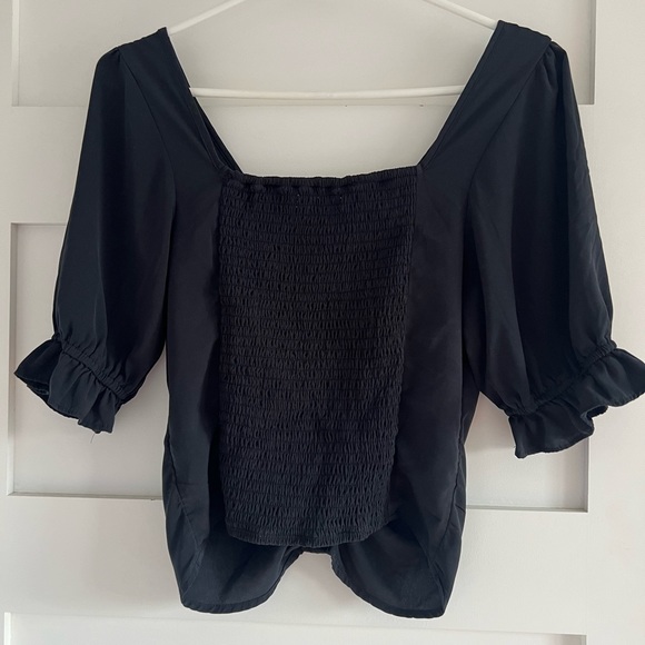 Abercrombie and fitch puff sleeve smocked back peasant blouse size S - Picture 6 of 7